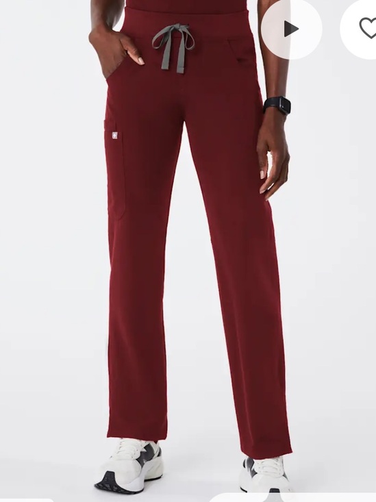 Figs Pants - FIGS Kade Cargo Scrub Trousers in Burgundy with Gray Tie XXL short